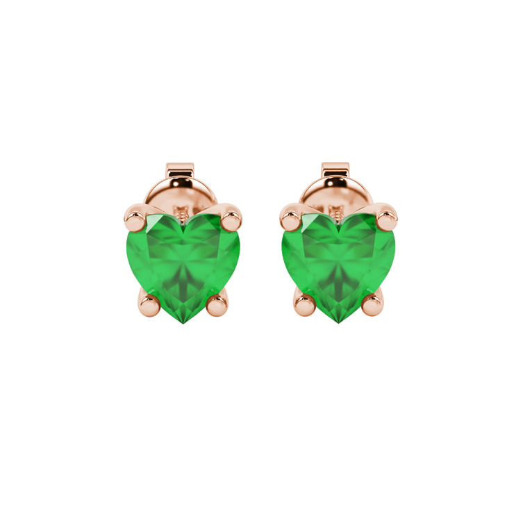 Heart Cut Four Prong Gemstone Stud Earrings