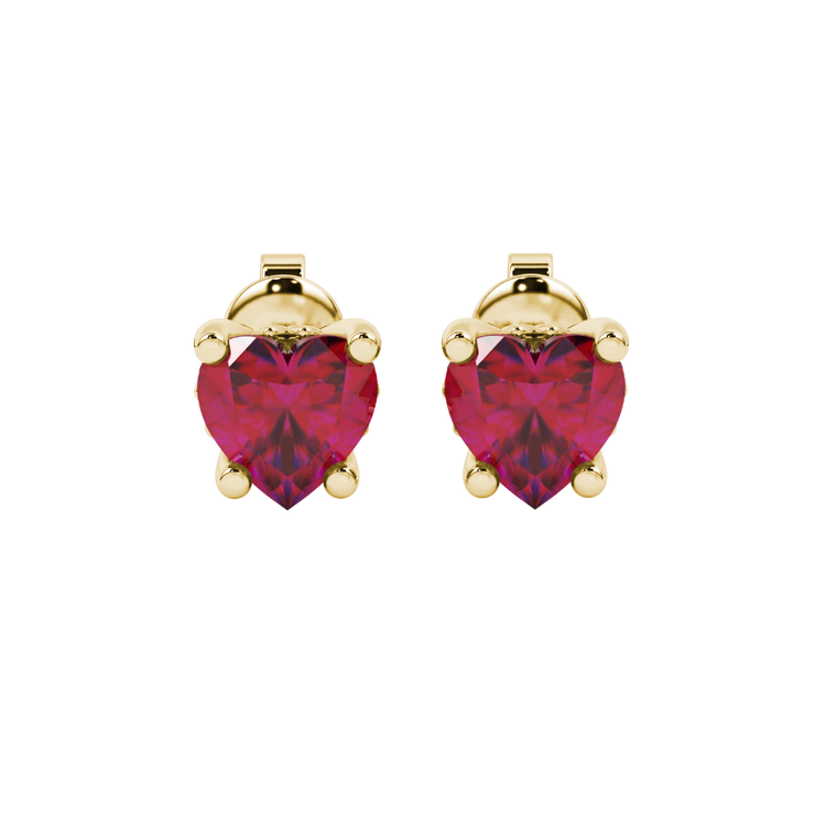 Heart Cut Lotus Basket Gemstone Stud Earrings