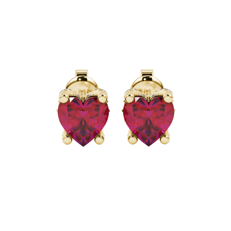 Heart Cut Pavé Basket Gemstone Stud Earrings