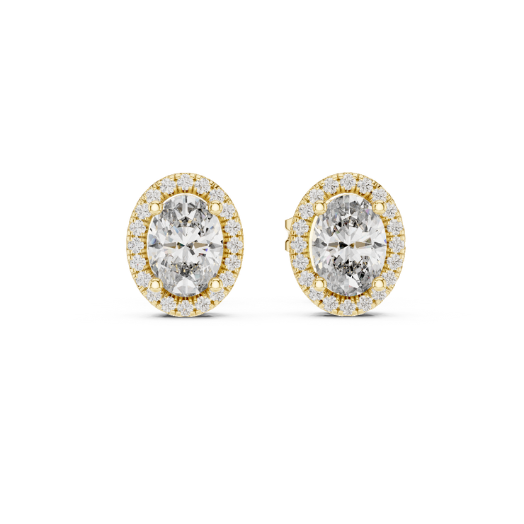 Radiant Halo Glow Oval Diamond Stud Earrings