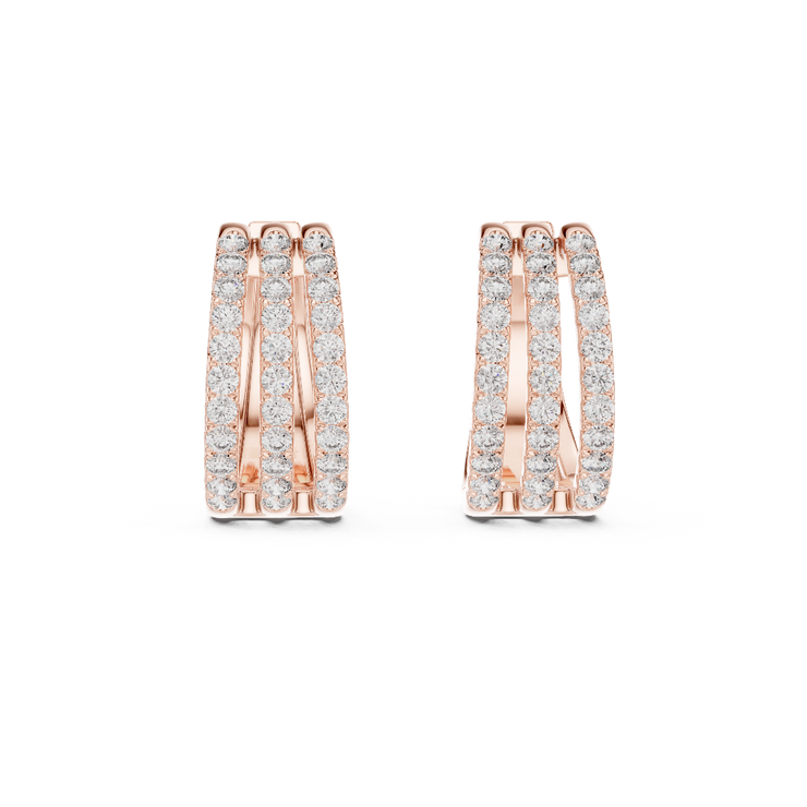 Triple Row Brilliance Diamond Hoop Earrings