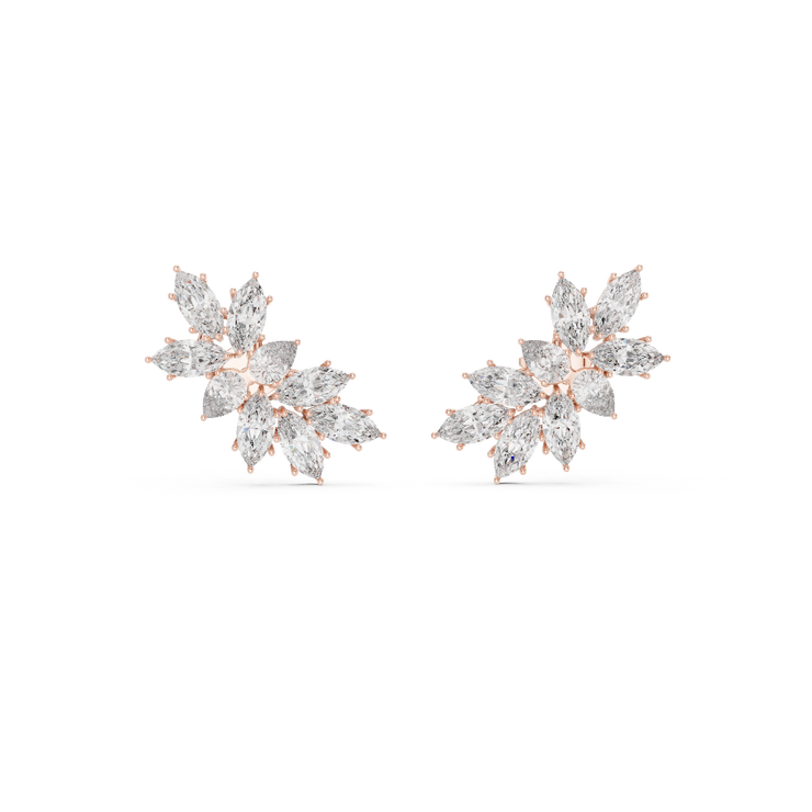Botanical Radiance Diamond Cluster Stud Earrings