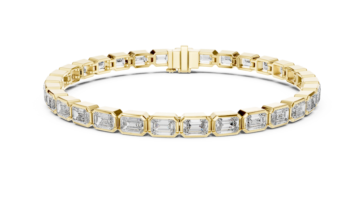 Emerald Cut Diamond Bezel Tennis Bracelet