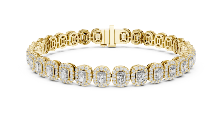 Radiant Cut Diamond Halo Tennis Bracelet