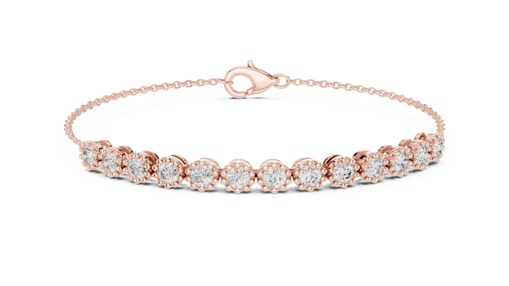 Beaded Halo Lab Grown Diamond Station Bracelet