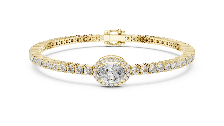 Oval Halo Diamond Tennis Bracelet