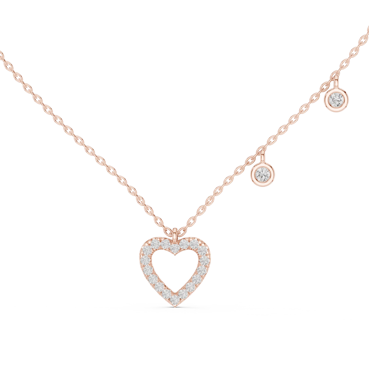 Heart Lab Grown Diamond Bezel Station Pendant Necklace