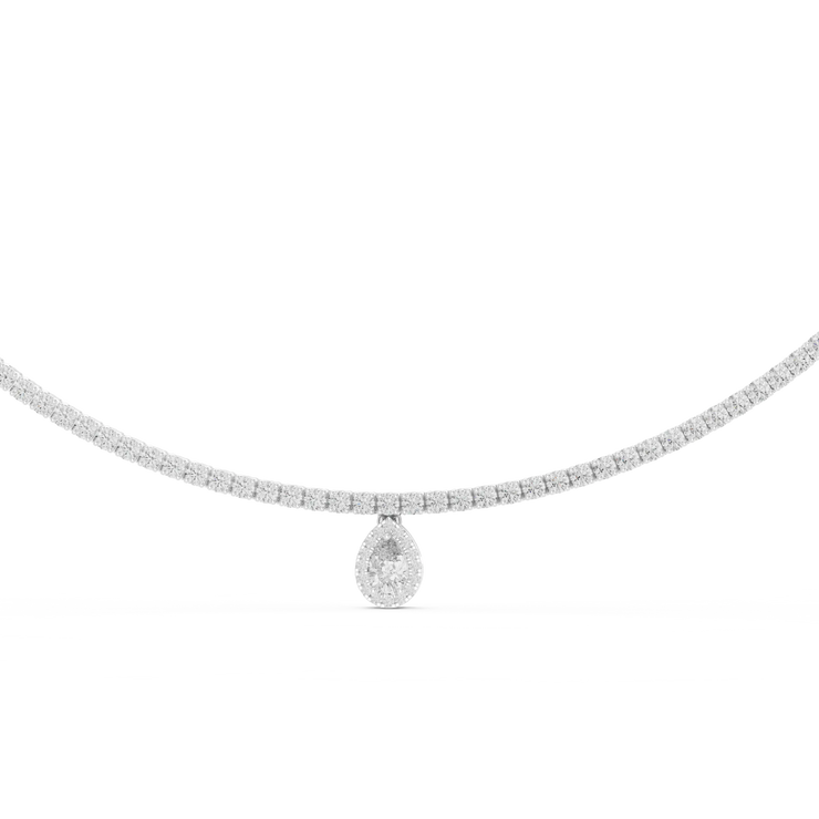 Pear Lab Grown Diamond Tennis Drop Necklace