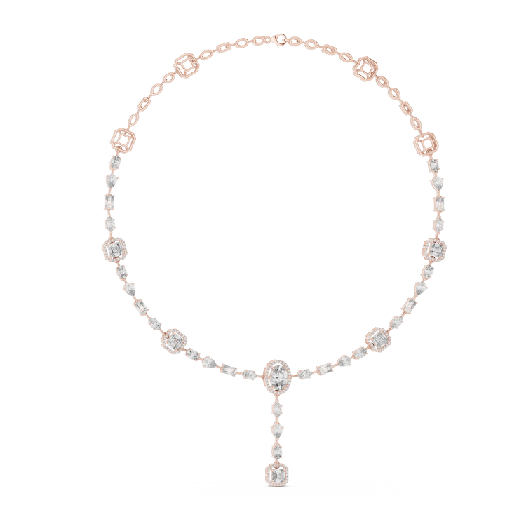Multi Shape Diamond Drop Necklace