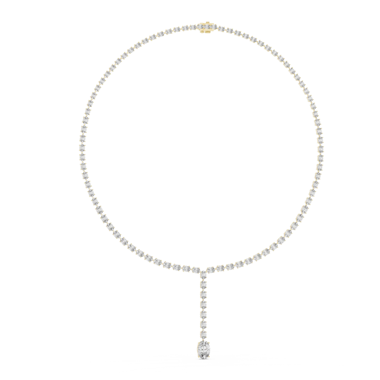Oval Diamond Drop Tennis Necklace