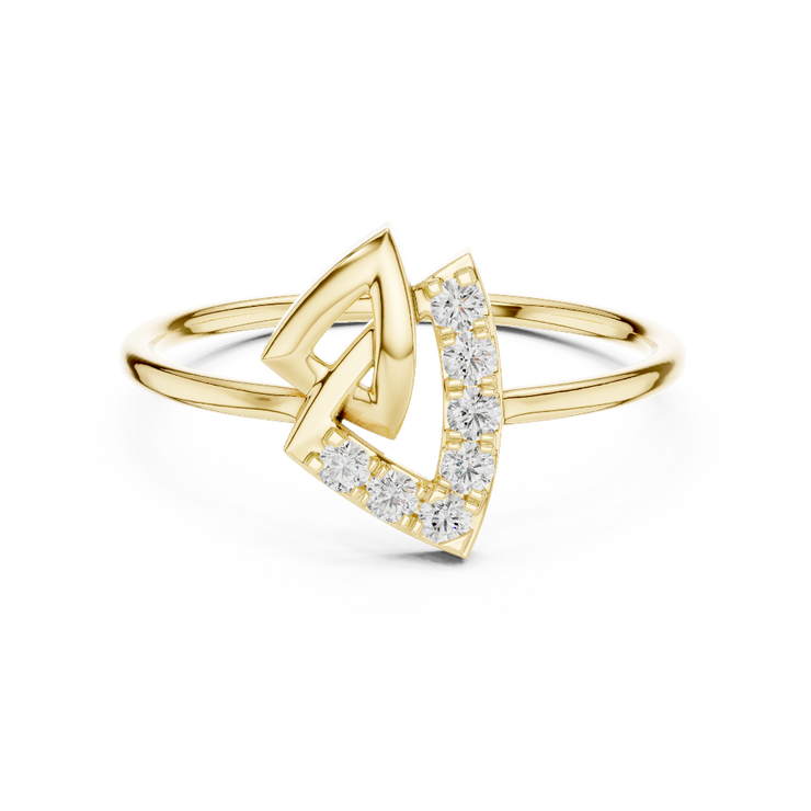 Round Lab Grown Diamond Geometric Open Ring