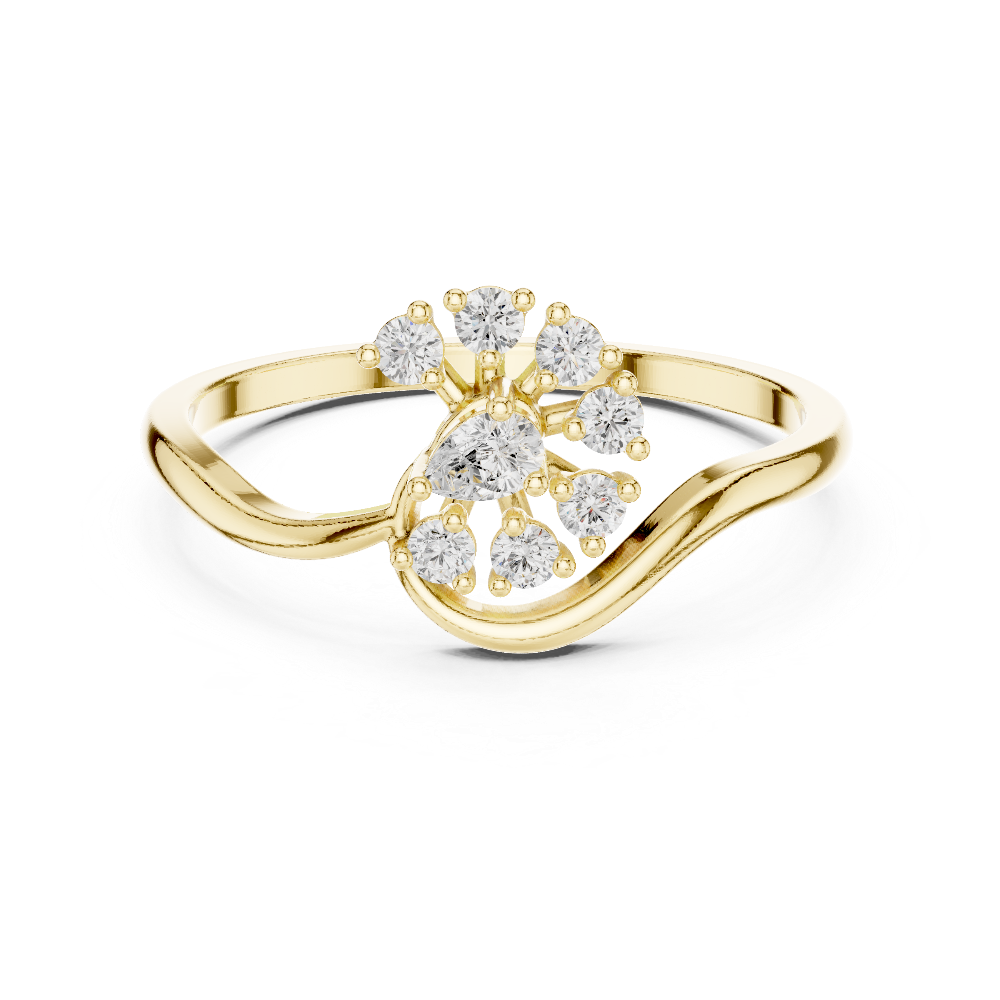 Pear & Round Lab Grown Diamond Nature Inspired Floral Ring
