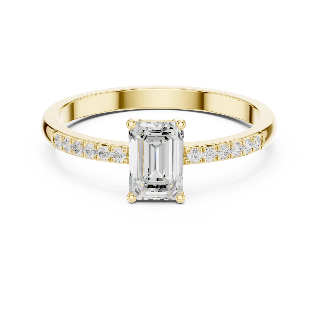 Emerald Lab Grown Diamond Pavé Engagement Ring
