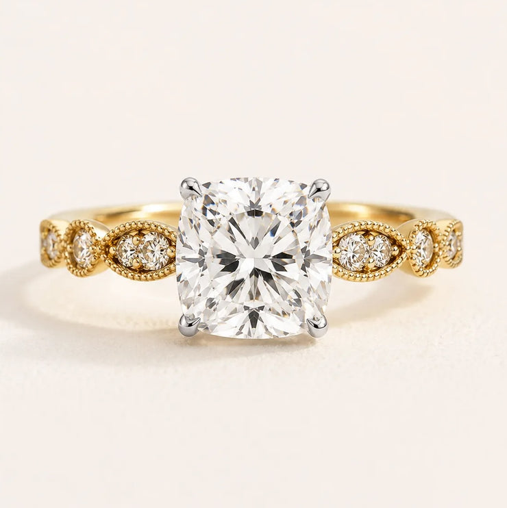 Cushion Lab Grown Diamond Vintage Hidden Halo