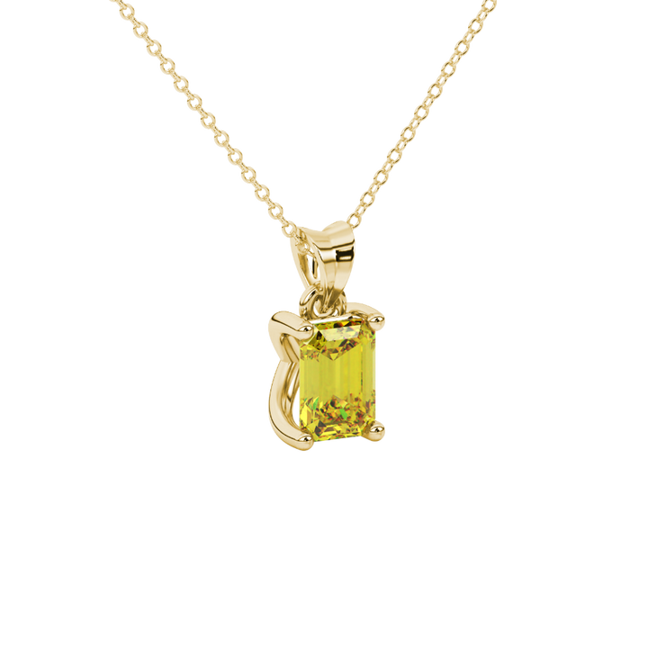 Emerald Cut Solitaire Gemstone Pendant