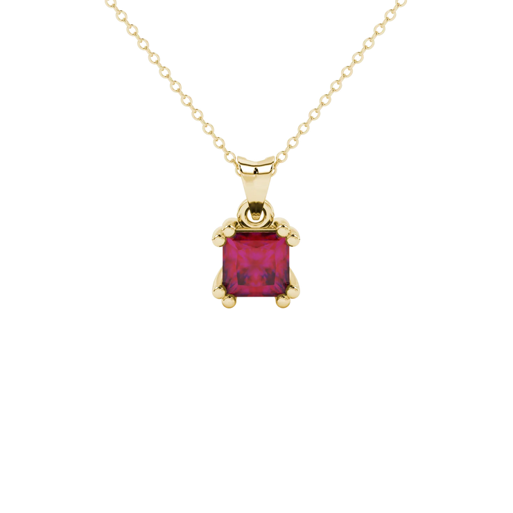 Princess Four-Prong Basket Gemstone Pendant
