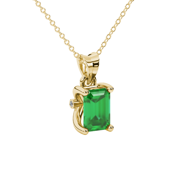 Modern Emerald Cut Gemstone Solitaire Pendant
