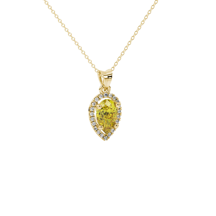 Pear Shape French Pavé Halo Gemstone Pendant