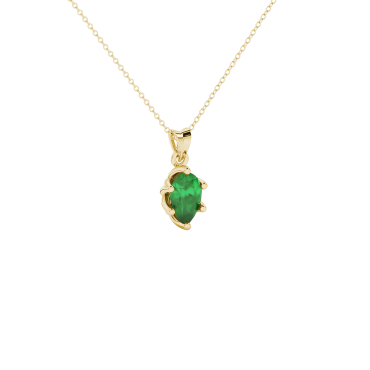 Pear Shape Scalloped Six Prong Gemstone Pendant