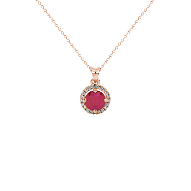 Round Classic Halo Gemstone Pendant