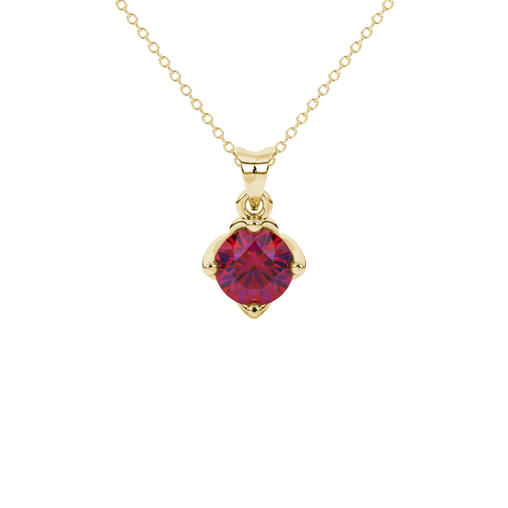 Round Tulip Basket Gemstone Pendant (Four-Prong)