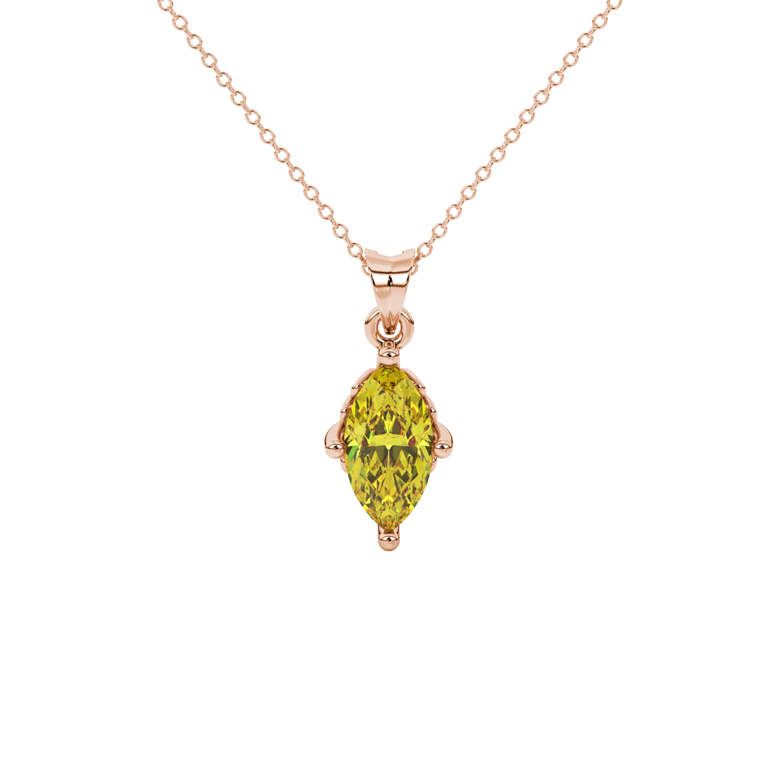 Marquise Cut Lotus Basket Gemstone Pendant