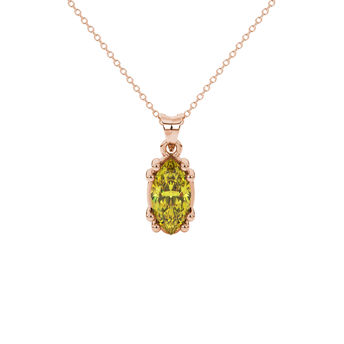 Marquise Cut Vintage Basket Gemstone Pendant