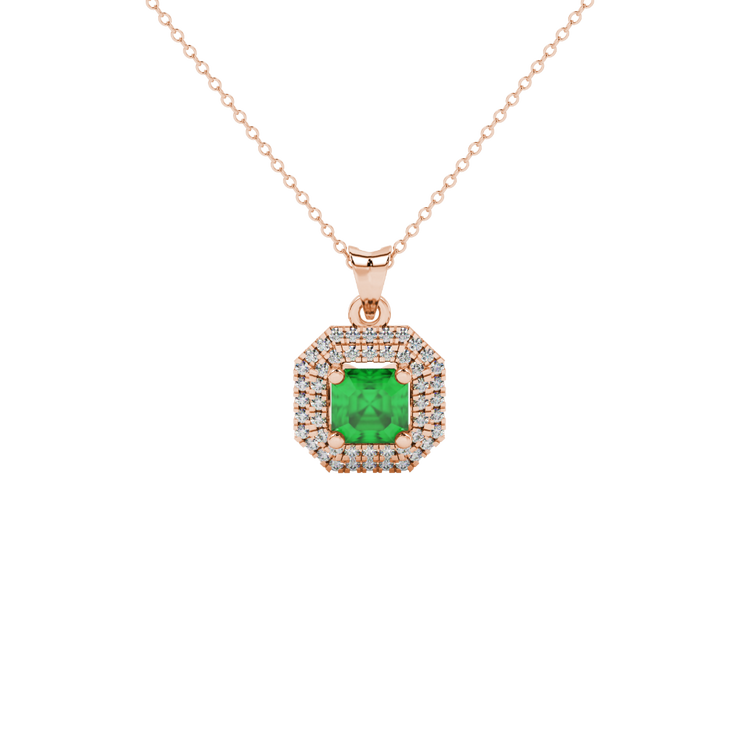 Octagon Halo Gemstone Pendant