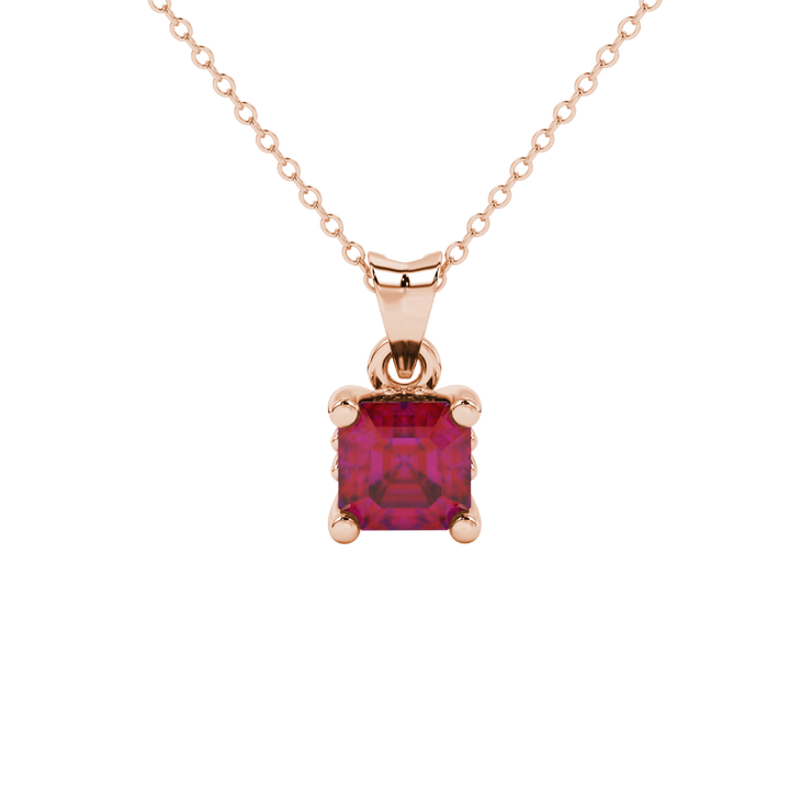 Asscher Solitaire Gemstone Pendant