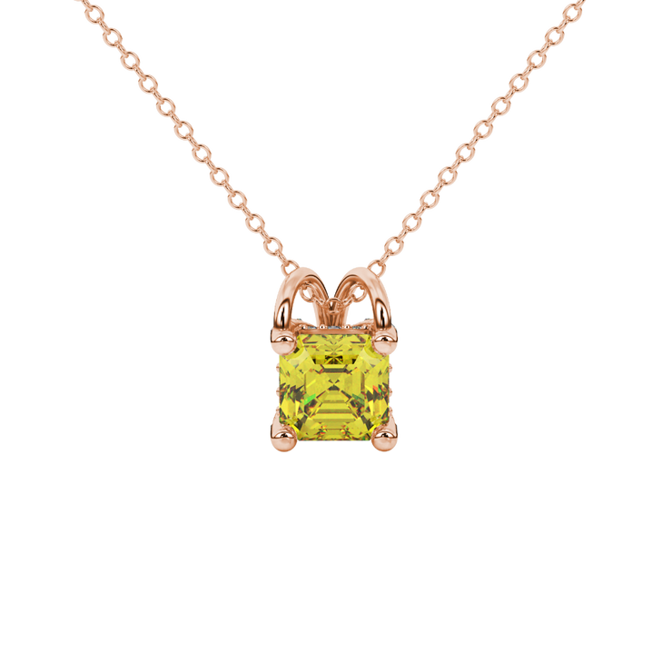 Regal Asscher Halo Solitaire Pendant