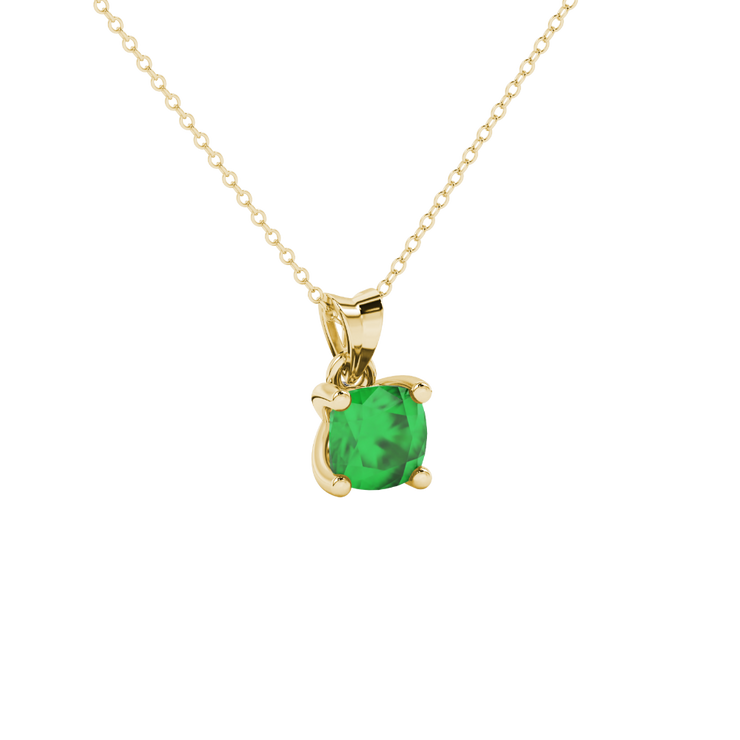 Verdant Cushion Gemstone Solitaire Pendant