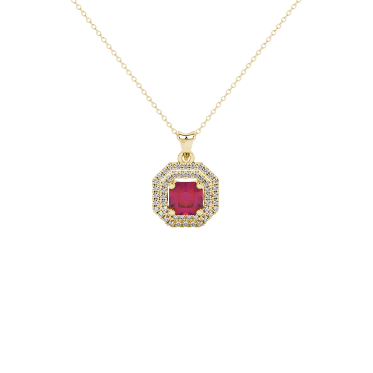 Radiant Double Halo Gemstone Pendant