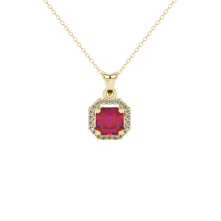 Radiant Single Halo Gemstone Pendant
