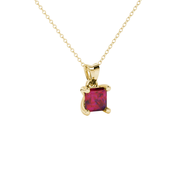 Princess Cut Four Prong Gemstone Pendant