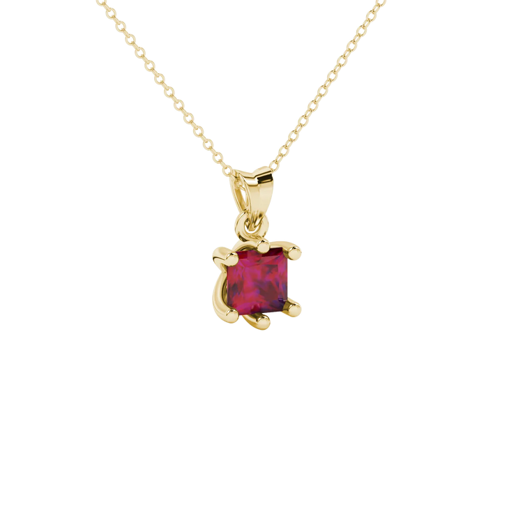 Princess Cut Six Prong Gemstone Pendant
