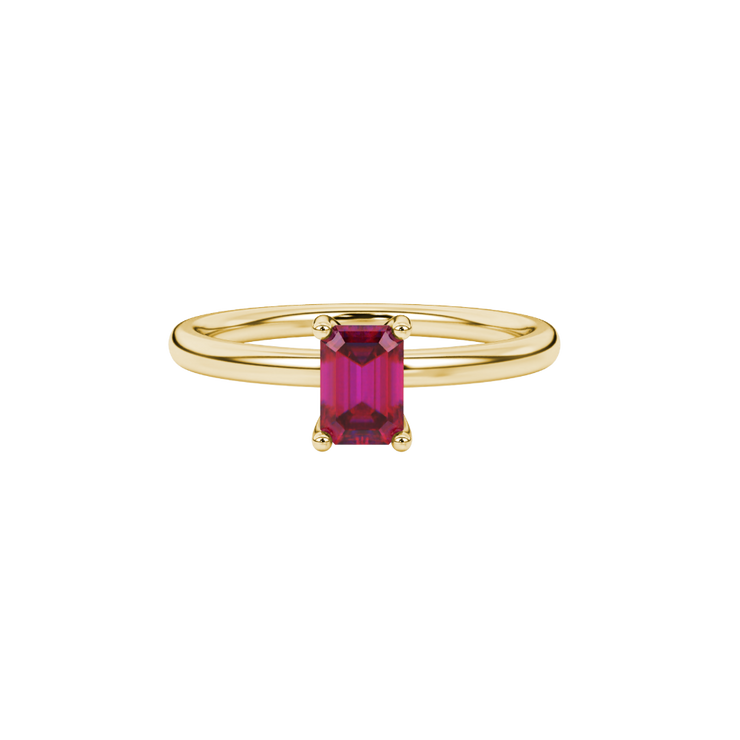 Four-Prong Emerald Cut Gemstone Ring
