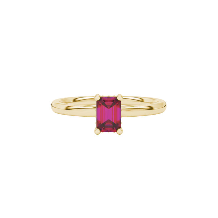 Emerald Cut Hidden Halo Gemstone Ring