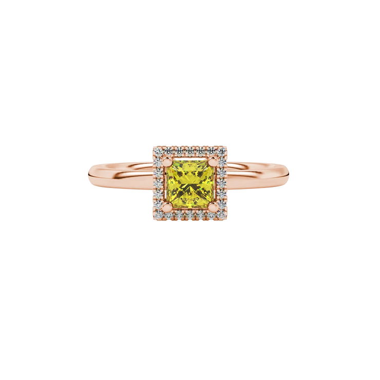 Princess Halo Gemstone Ring