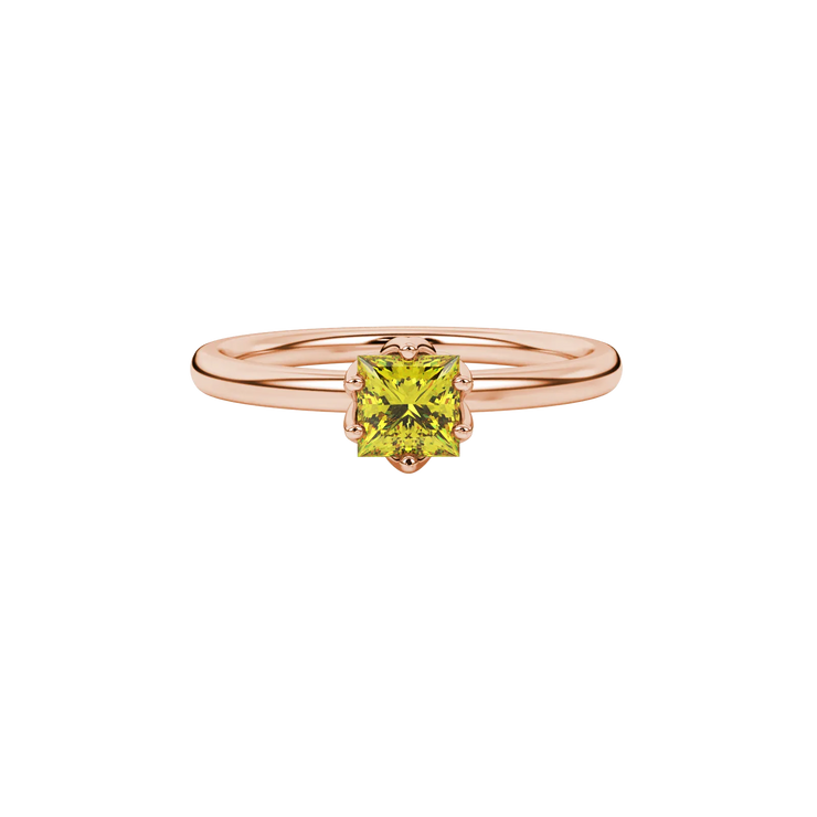 Princess Cut Scalloped Six Prong Gemstone Ring