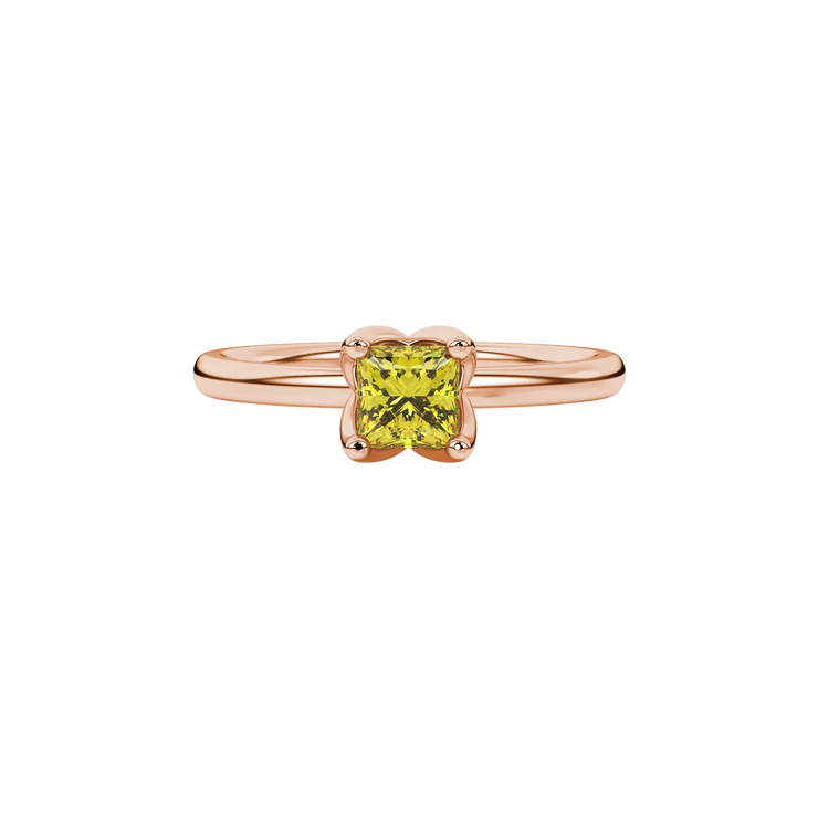 Princess Floral Basket Gemstone Ring