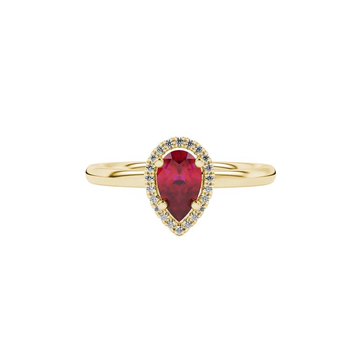 Pear Halo Gemstone Ring