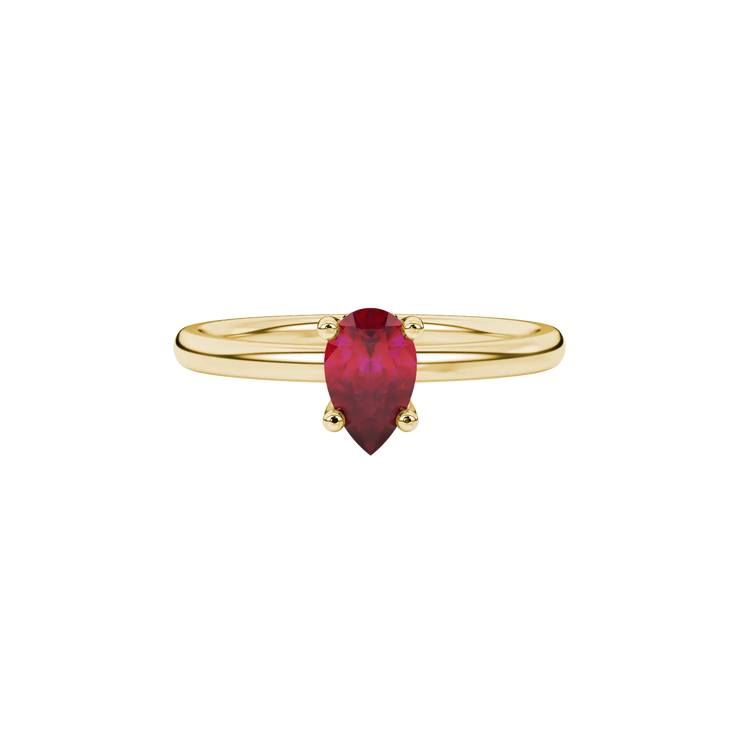 Pear Cathedral Solitaire Gemstone Ring