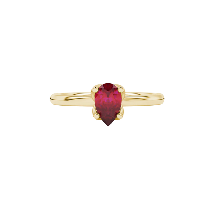 Pear Four-Prong Cathedral Gemstone Ring (Tulip Basket)