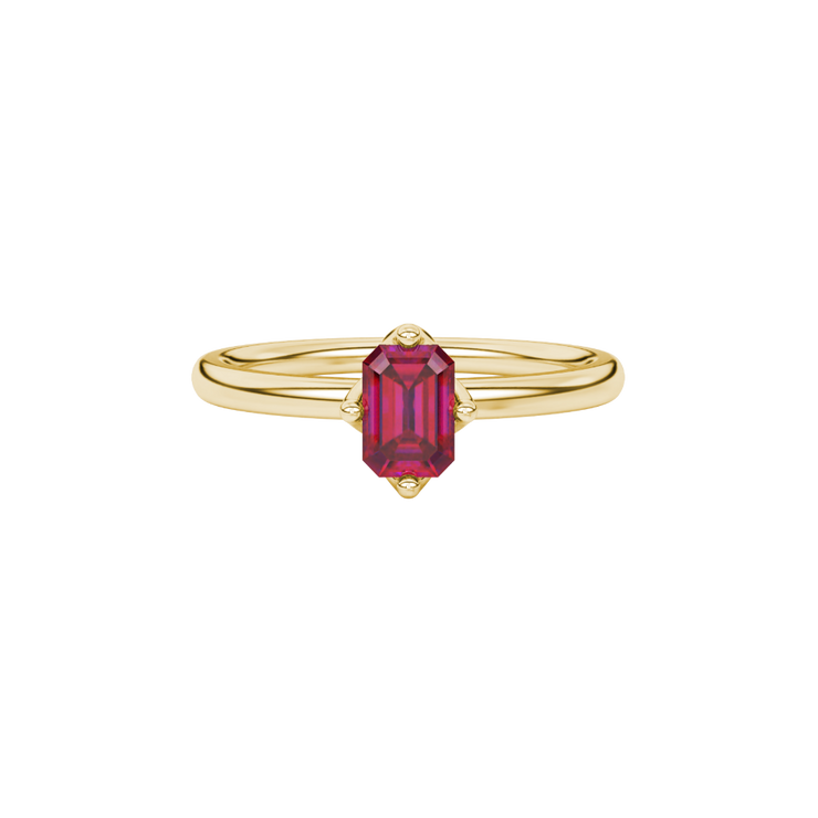 Emerald Cut Solitaire Gemstone Ring (Four-Prong)