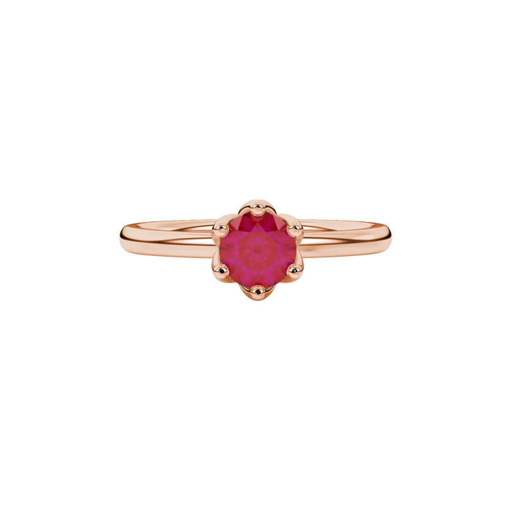 Round Floral Basket Gemstone Ring