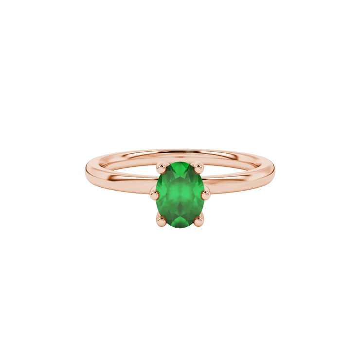 Oval Six-Prong Solitaire Gemstone Ring