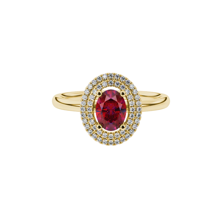 Oval Double Halo Gemstone Ring