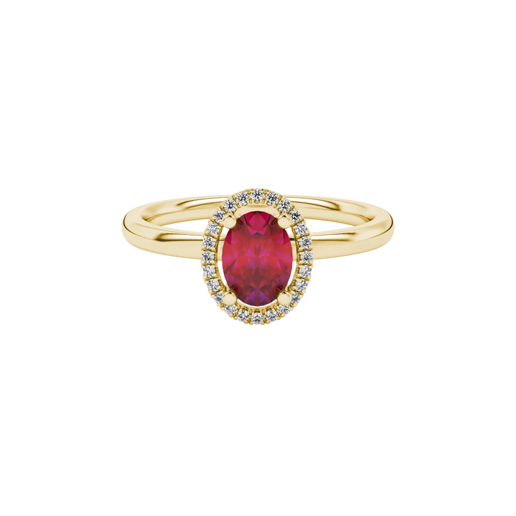 Oval Halo Gemstone Ring
