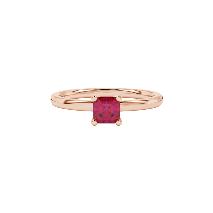 Asscher Classic Basket Gemstone Ring (Four-Prong)