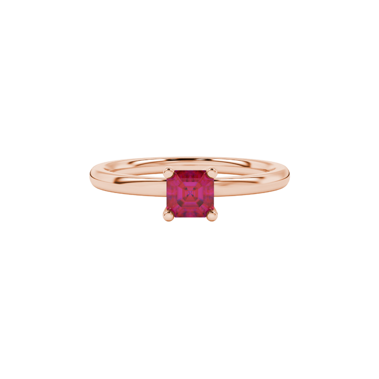 Asscher Solitaire Birthstone Ring